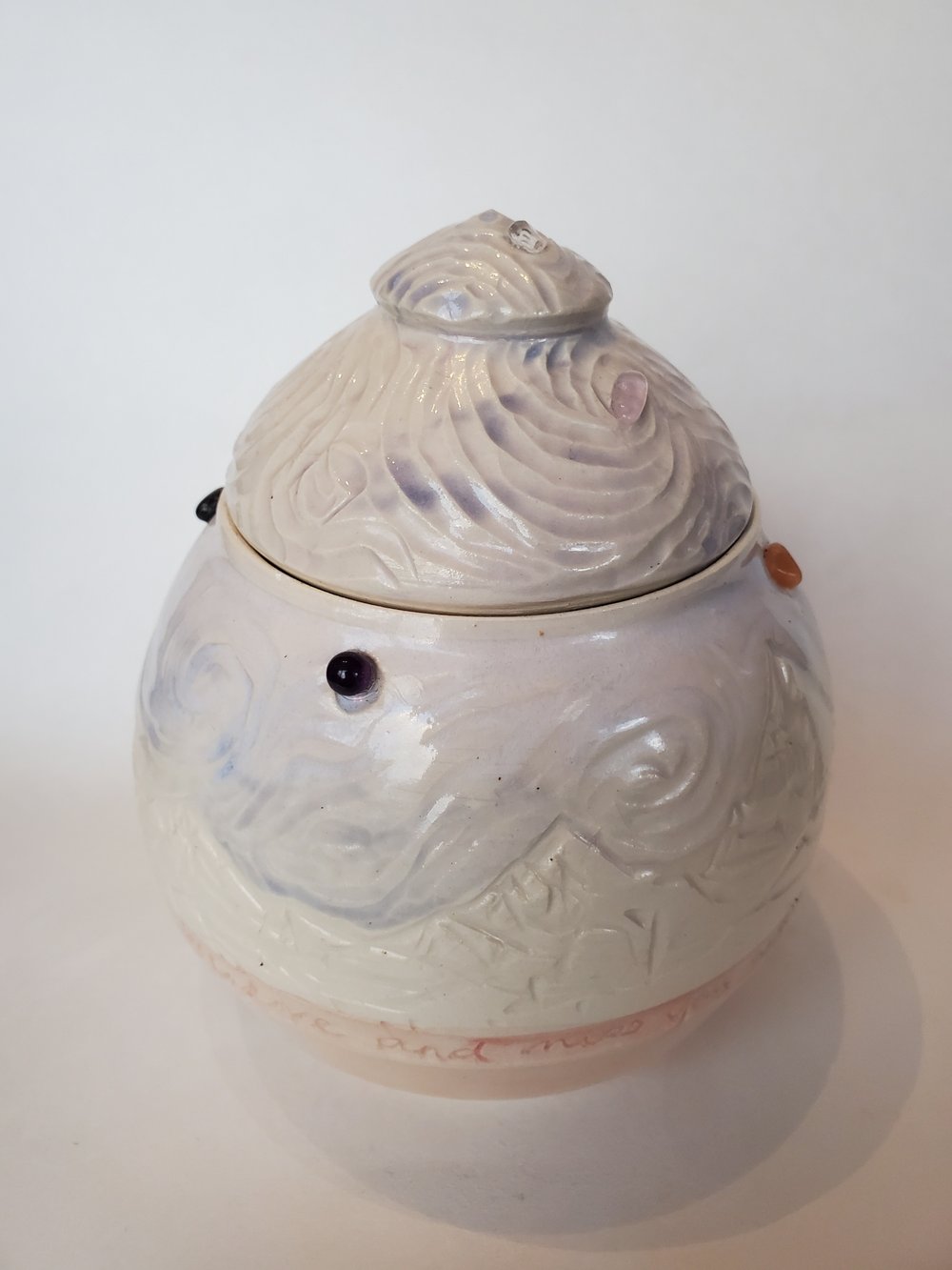 Pet Urn. Ceramics with Semiprecious stones