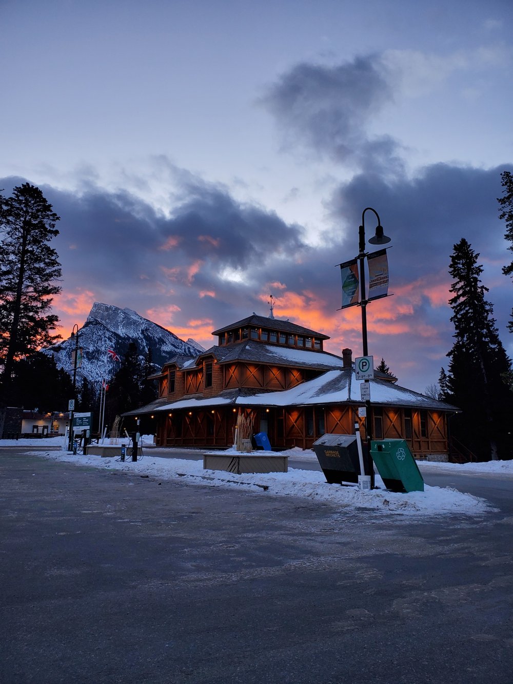 Sunset at Banff Park Museum, Rundle in background
