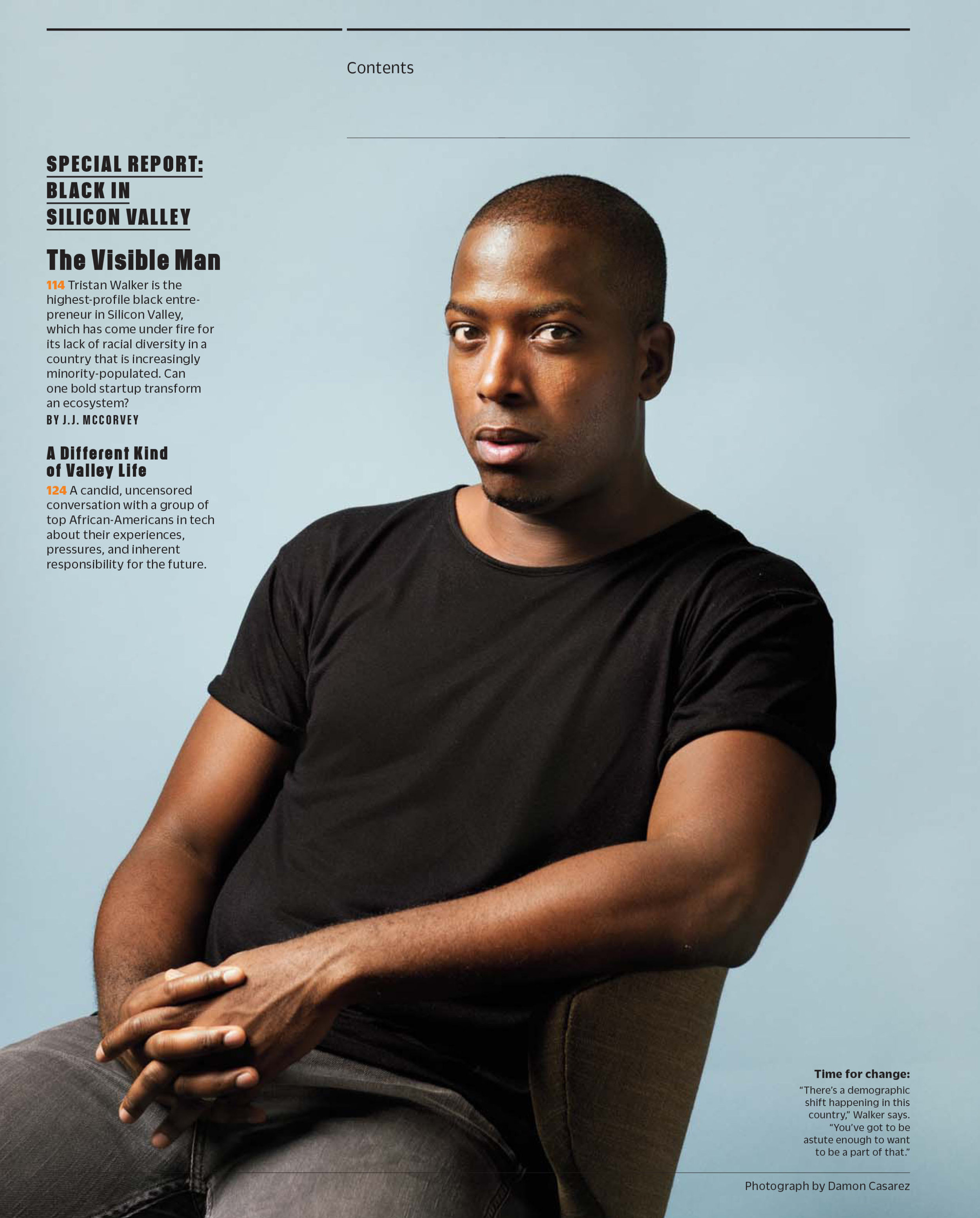   Profile on Tristan Walker, an African-American entrepreneur known for being the head of business development at Foursquare and an advocate for racial diversity in the Silicon Valley Tech world. Now he's focusing on his start-up Walker and Co., whic