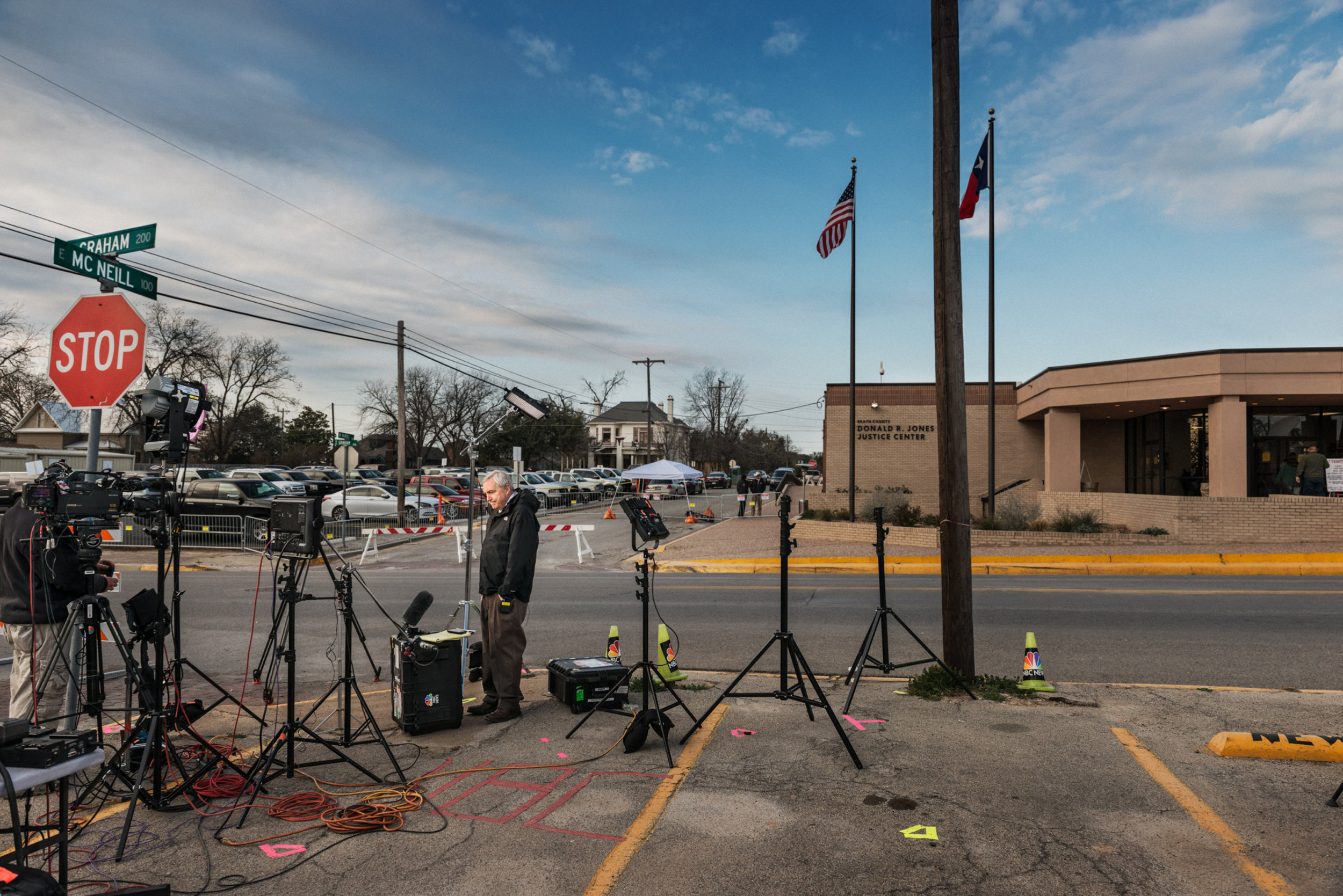   I was sent to cover the media frenzy of the “American Sniper Trial,” in the small cowboy town of Stephenville Texas, located 90 miles West of Dallas. Because of the best selling book and movie, the trial has brought a flood of media to this small t