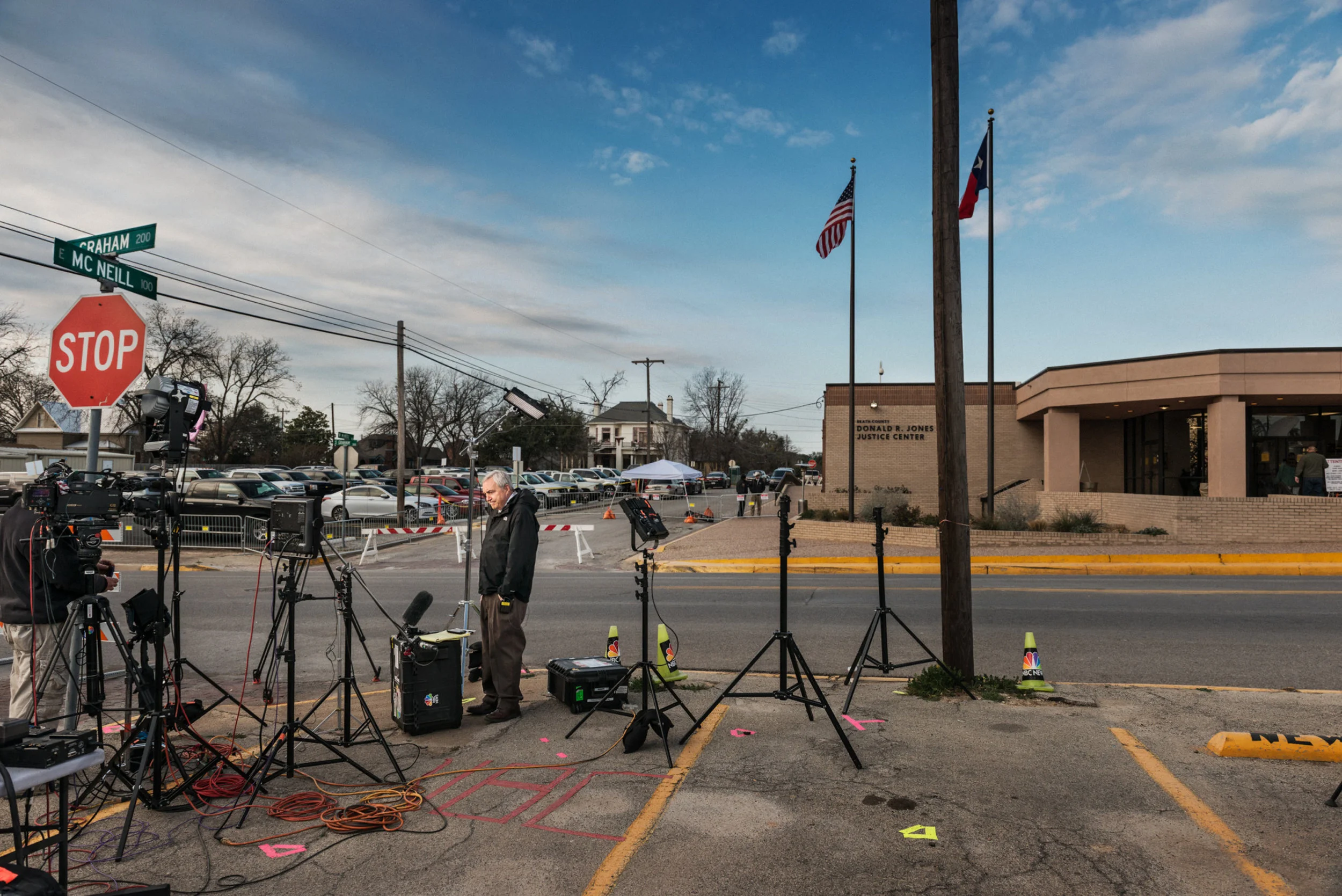 I was sent to cover the media frenzy of the “American Sniper Trial,” in the small cowboy town of Stephenville Texas, located 90 miles West of Dallas. Because of the best selling book and movie, the trial has brought a flood of media to this small town located in the county where American Sniper Chris Kyle and his best friend Chad Littlefield were murdered by Eddie Ray Routh. Kyle and Littlefield were gunned down at the shooting range at the Rough Creek Lodge where they had taken South to shoot.