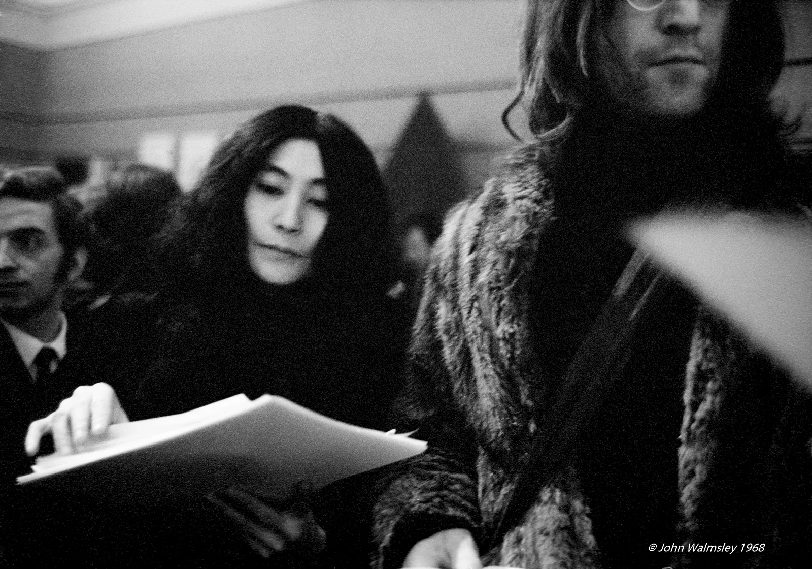 The sacked staff from Guildford and Hornsey Schools of Art held an exhibition of their work at the Institute of Watercolour Painters Gallery in Piccadilly, London to raise awareness and funds. John Lennon & Yoko Ono came to show support. While in attendance, they distributed sheets of A4 paper on which was written: "Fold this 9 times.” No one succeeded. December 1968