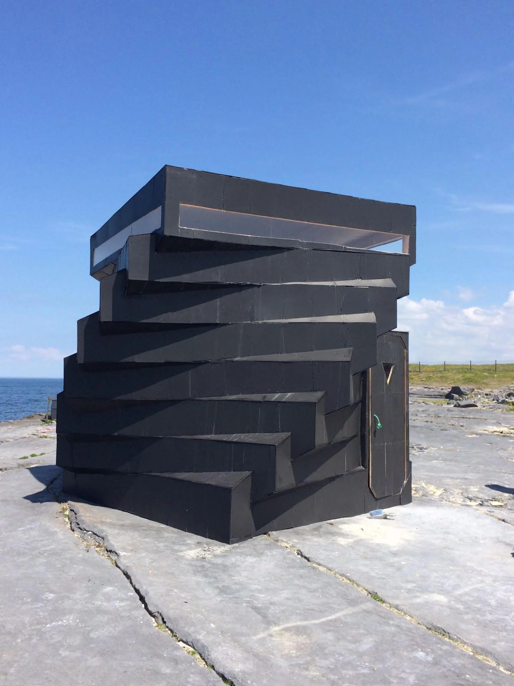 Facing the Atlantic; a temporary library houses a variety of publications. Photo: Mary Nally