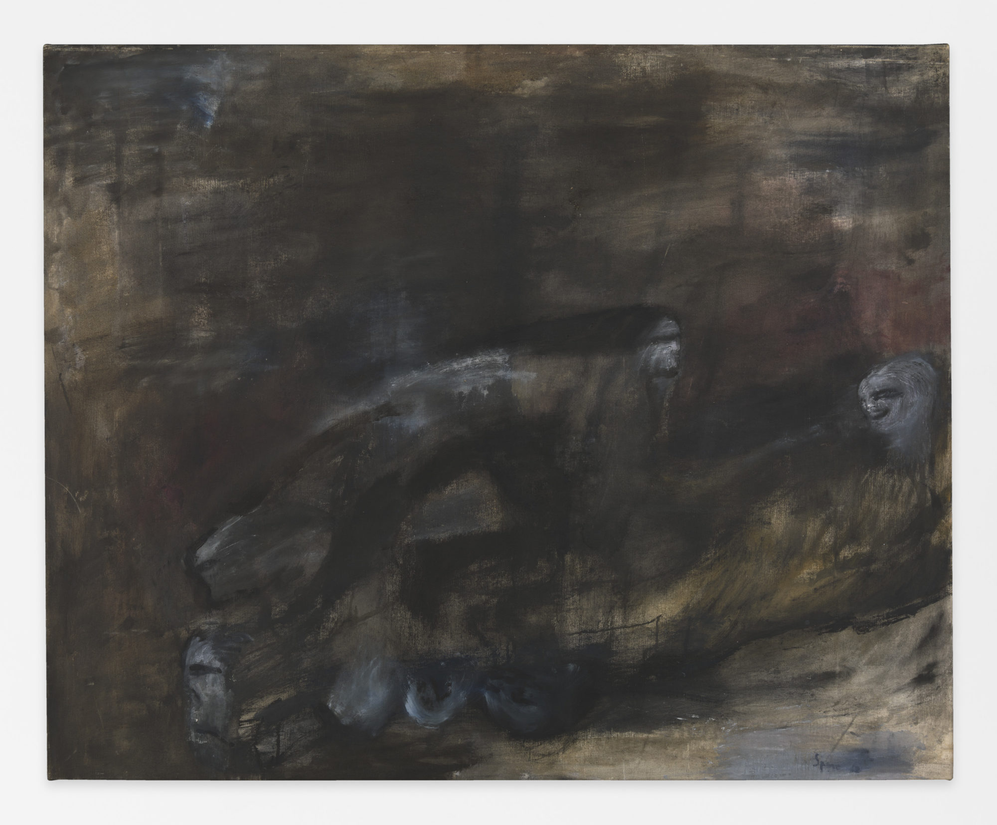 Nancy Spero. Nightmare Figures II. 1961 . Oil on canvas . 129.5 x 160 cm (51 x 63 inches). © 2019 The Nancy Spero and Leon Golub Foundation for the Arts/Licensed by VAGA at ARS, NY, courtesy Galerie Lelong & Co. Photo: Christopher Burke Studio.