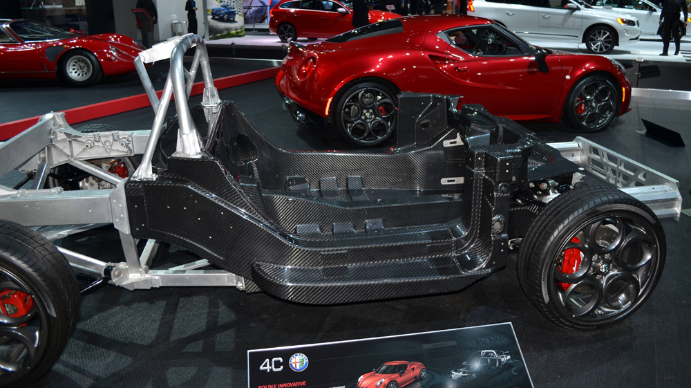 Carbon fiber tub chassis and complete car of Alfa Romeo 4C
