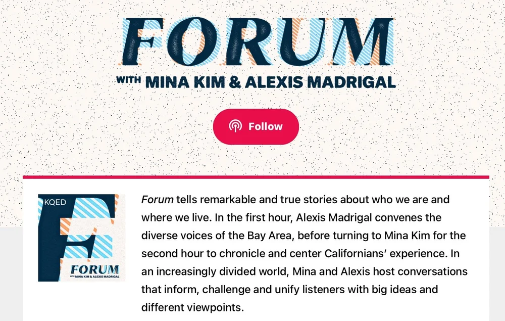 KQED Forum with Mina Kim and Alexis Madrigal