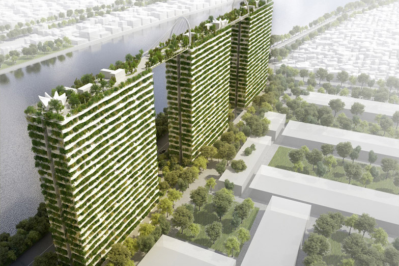 A somewhat modest version of a current design trend called, 'trees in the tower'. Buildings like this try to replenish greenery removed by construction by putting it all over the new structure. An admirable cause, but short-sighted. These structures ignore other elements of the environmental system in which it exists. Concrete and Steel are still the primary construction materials for these buildings, two materials that emit tremendous amounts of carbon into the air during its manufactuering, not to mention more expensive. The increased weight and water from the 'greenery' requires more structure which also emits more carbon. Furthermore the building is surrounded by auto focused transportation, which emits more carbon & greenhouse gases, discourages walkability, shuns social engagement on the street, and many other adverse effects. Green does not always lead to sustainability. Photo from CC.