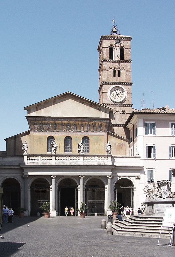The Basilica of Santa Maria in Trastevere, Italy is one of the oldest basilica churches in Rome dating back to the mid 4th century. I got a chance to photograph and draw the church when I visited Italy. the section I drew shows the church's architectural foundations as a Roman Basilica with the high central nave space and a rounded apse at then end where the altar is located. 