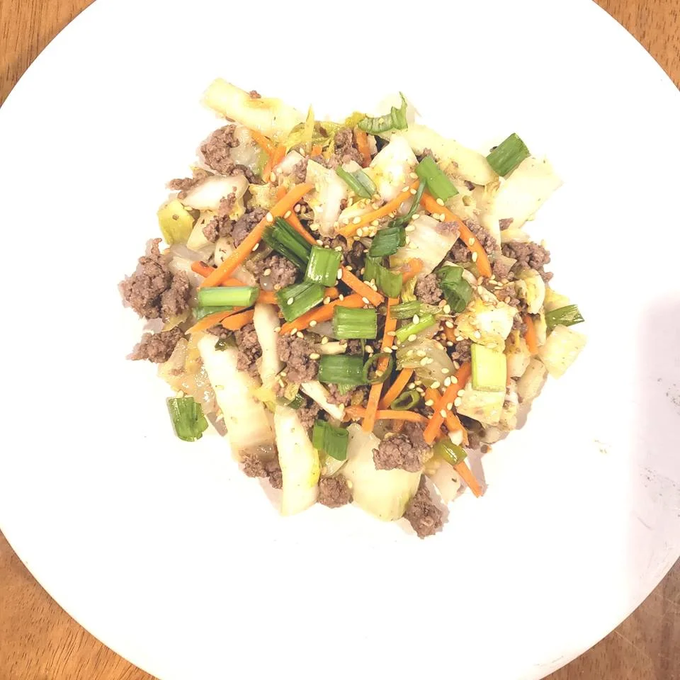 Ground Beef, Napa Cabbage &amp; Carrot Stir Fry