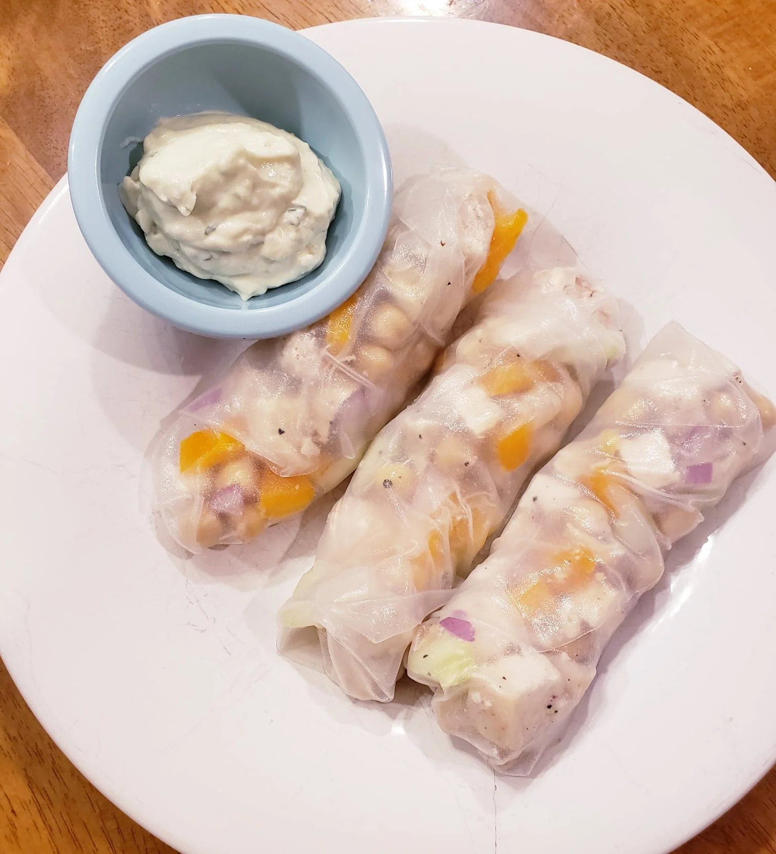Chicken, Chick Pea and Veggie Spring Rolls