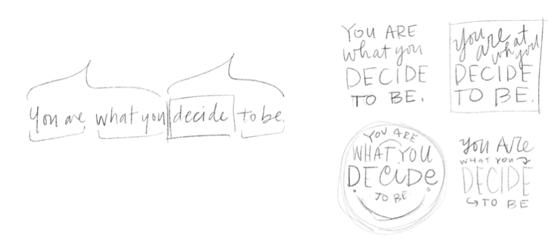 The Process Of Drawing A Hand Lettered Quote From Beginning