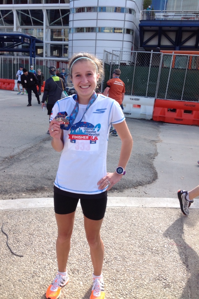 In my first marathon (2015 Houston Marathon), I qualified for the Olympic Trials! I was all smiles!