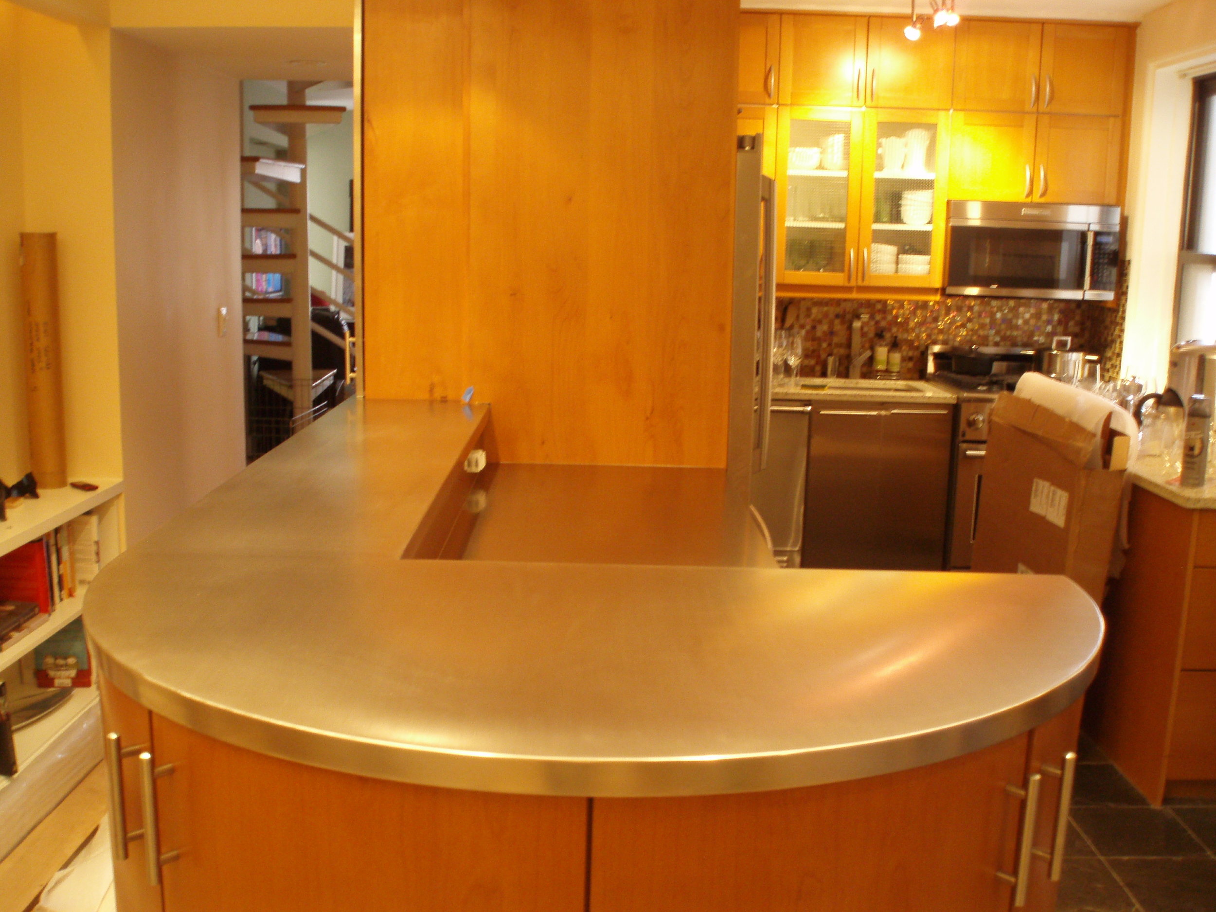 Curved Stainless Steel Bar Top