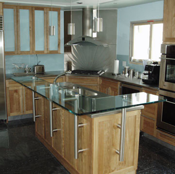 Raised Glass Countertops, Bars and Kitchens