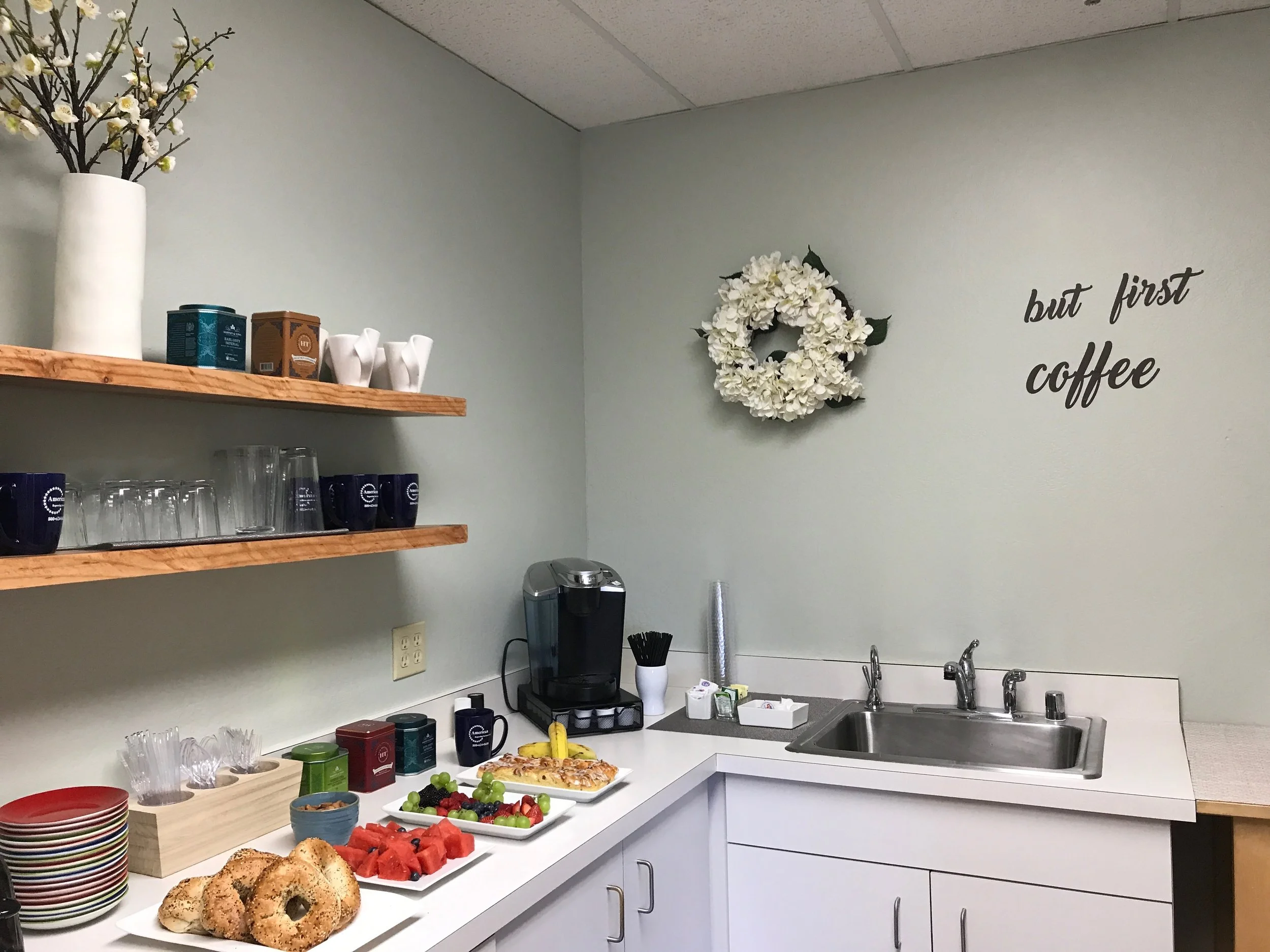 Complimentary Breakfast served with pastries and fresh fruit.
