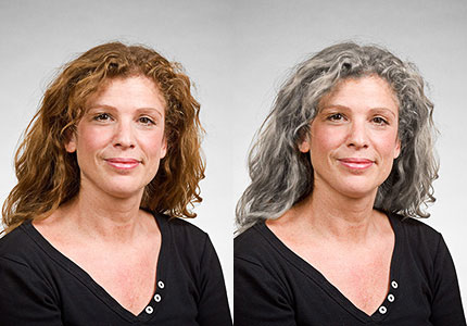 Emily's O's Actual Age: 43; Estimated age w/ Brown Hair: 40.2 & w/ Gray Hair: 43.9