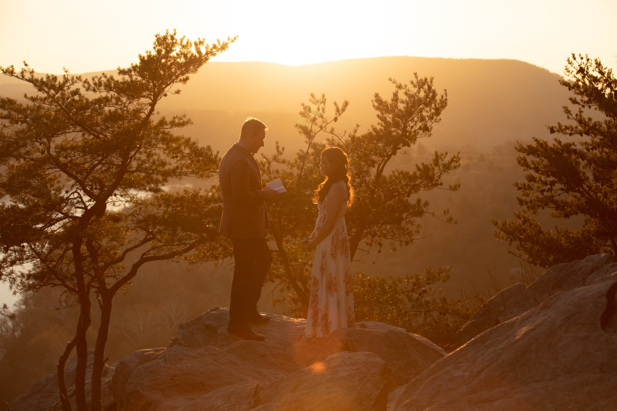 Couple on their wedding day at weverton cliffs in knoxville, maryland