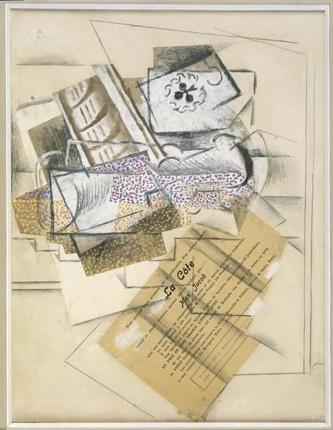 Pablo Picasso, (1881-1973) © ARS, NY Still Life with Glass and Playing Cards, 1914. Pencil, gouache, papier collé on paper, 35 x 46 cm. Photo: Jens Ziehe. Location: Museum Berggruen, Nationalgalerie, Staatliche Museen, Berlin, Germany Photo Credit: bpk Bildagentur / Art Resource, NY Image Reference: ART521966