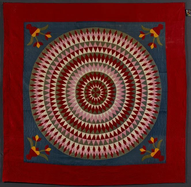 Bull's Eye Quilt. 1900-1920. Member of the family of Alverda H. (Hoffman) Herb. Pennsylvania, United States. Cotton. 86 × 84 1/2". Gift of Dr. Stanley and Jacqueline Schneider. 1980.31.2. Photo: Gavin Ashworth Location: American Folk Art Museum, New York, NY, U.S.A. Photo Credit: American Folk Art Museum / Art Resource, NY Image Reference: ART520991