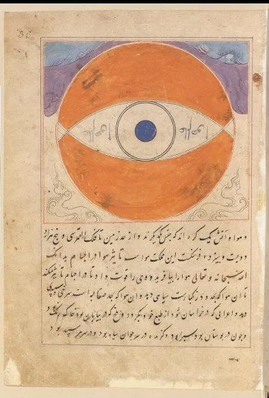 A circle indicates how the air heats up caused by the movement of the lunar sky. From: Curiosities about the creatures and marvels of beings (Adjâyeb al-makhlouqât va gharâyeb al-mowdjoudât), by Tousi Salmani. Copist: Haravi Ahmad. 1338. Painting on paper, 32 x 23 cm. SUPPL PERSAN 332 Folio36recto. Location: Bibliotheque Nationale de France (BnF), Paris, France Photo Credit: © BnF, Dist. RMN-Grand Palais / Art Resource, NY Image Reference: ART474684
