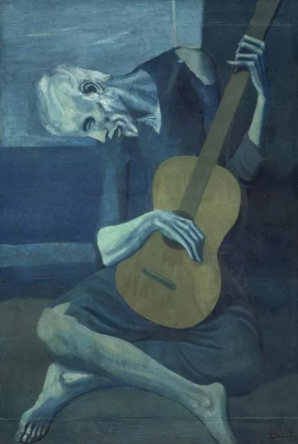 Pablo Picasso, (1881-1973) © ARS, NY The Old Guitarist , late 1903-early 1904. Oil on panel, 48 3/8 x 32 1/2 in. (122.9 x 82.6 cm). Helen Birch Bartlett Memorial Collection, 1926.253. Location: The Art Institute of Chicago, Chicago, U.S.A. Photo Credit: The Art Institute of Chicago / Art Resource, NY Image Reference: ART527014