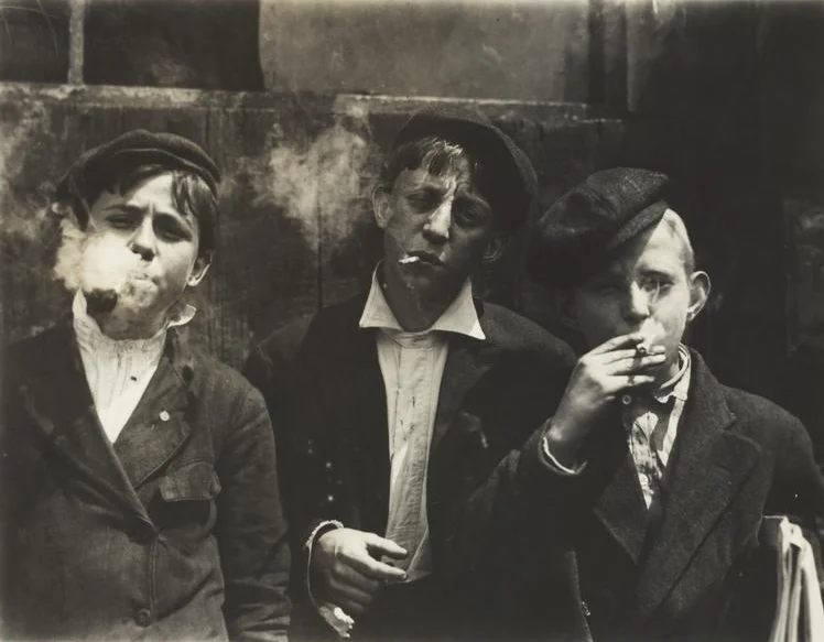 Lewis Wickes Hine, (1874-1940) Newsies at Skeeter Branch, St. Louis, Missouri, 11:00 a.m., May 9, 1910 . Gelatin silver print, 8.9 x 11.5 cm (image); 12.6 x 17.8 cm (paper). Restricted gift of Charles & Ruth Levy Foundation, 1974.216. Location: The Art Institute of Chicago, Chicago, U.S.A. Photo Credit: The Art Institute of Chicago / Art Resource, NY Image Reference: ART527137
