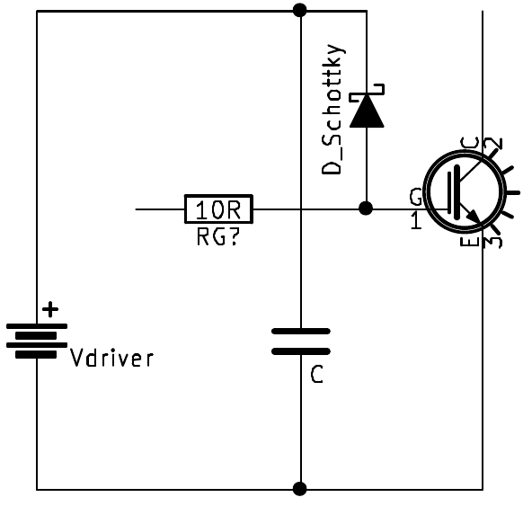 Overvoltage protection by clamping the gate to the supply with a Schottky diode.