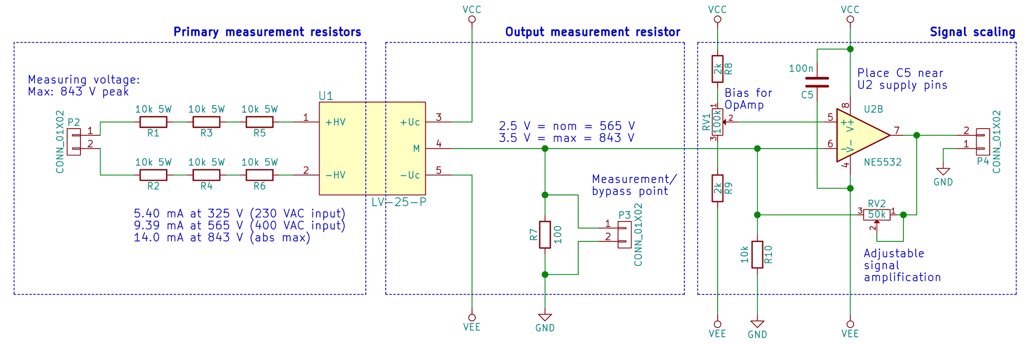 Isolated AC voltage sensing using LV25-P