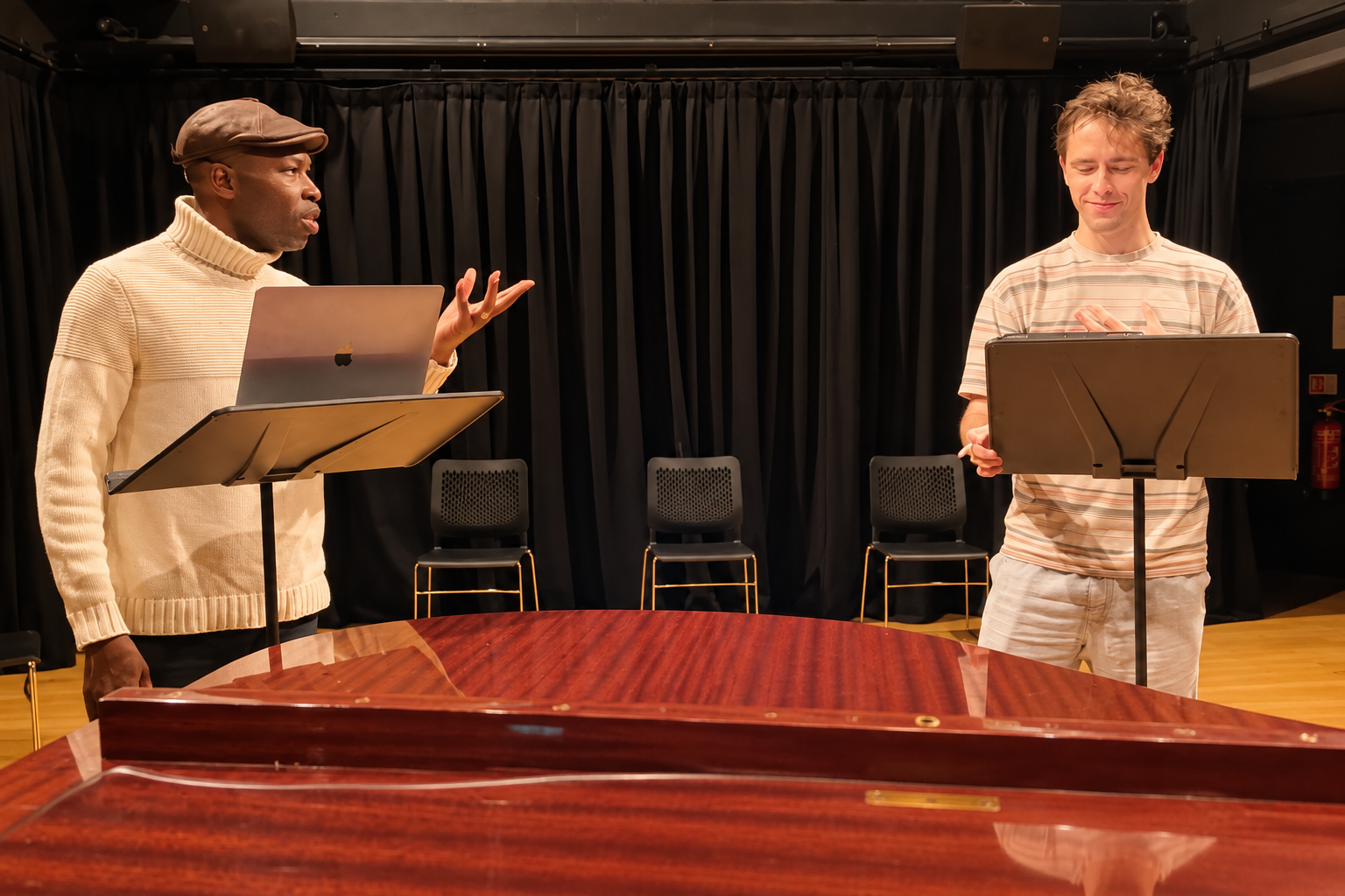 Hervé Goffings coaching a singer in French repertoire at Morley Opera School in London.