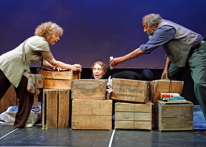 Kathryn Grody, Crystal Finn and Arthur French in SOME WOMEN IN THEIR THIRTIES SIMPLY START TO FALL. Photo by Rahav Segev. Summer Shorts 2011.