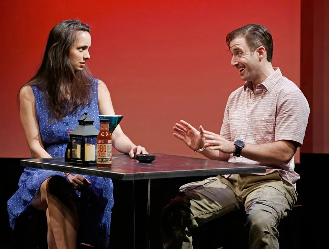 Kendra Mylnechuk and J.J. Kandel in FALLING SHORT. Photo by Carol Rosegg. Summer Shorts 2013.