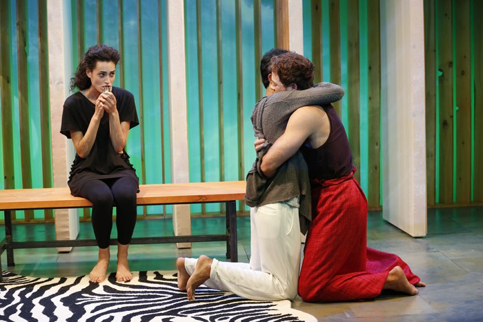 Rosa Gilmore, Sathya Sridharan, and Patrick Cummings in THIS IS HOW IT ENDS by A. Rey Pamatmat, directed by Ed Sylvanus Iskandar, part of SUMMER SHORTS 2016, Series A at 59E59 Theaters. Photo by Carol Rosegg