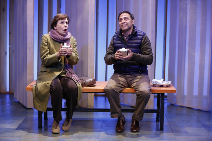 Maggie Burke and David Deblinger in THE HELPERS by Cusi Cram, directed by Jessi D. Hill, part of SUMMER SHORTS 2016, Series A at 59E59 Theaters. Photo by Carol Rosegg