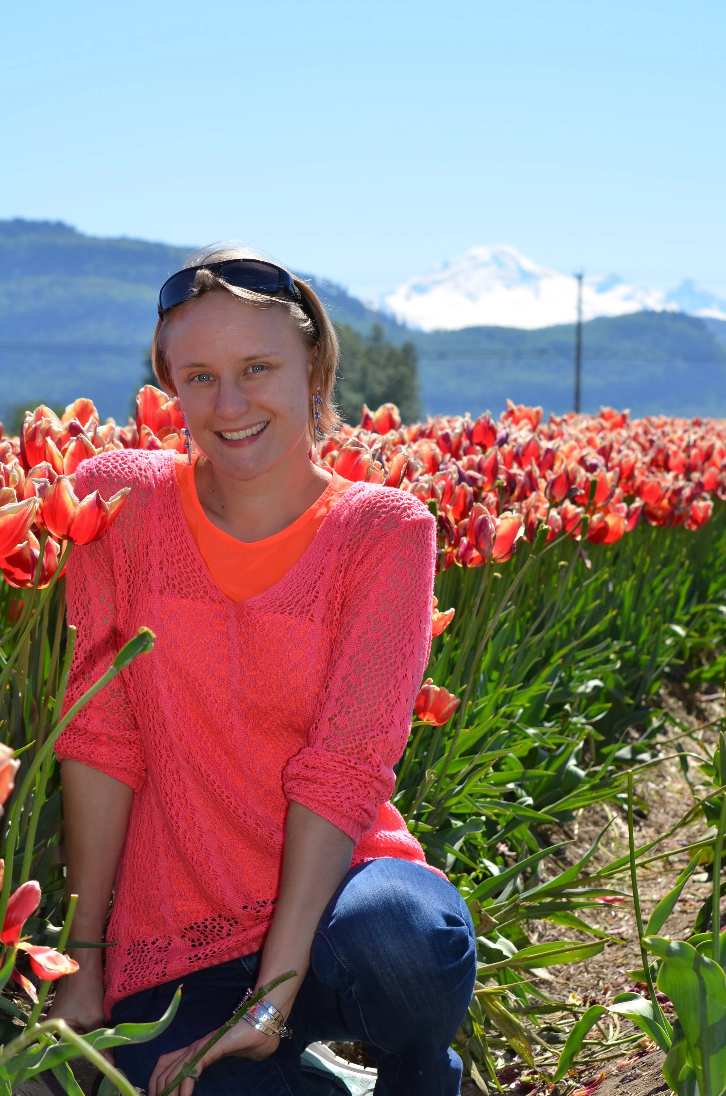 Connie savoring the Pacific Northwest in spring