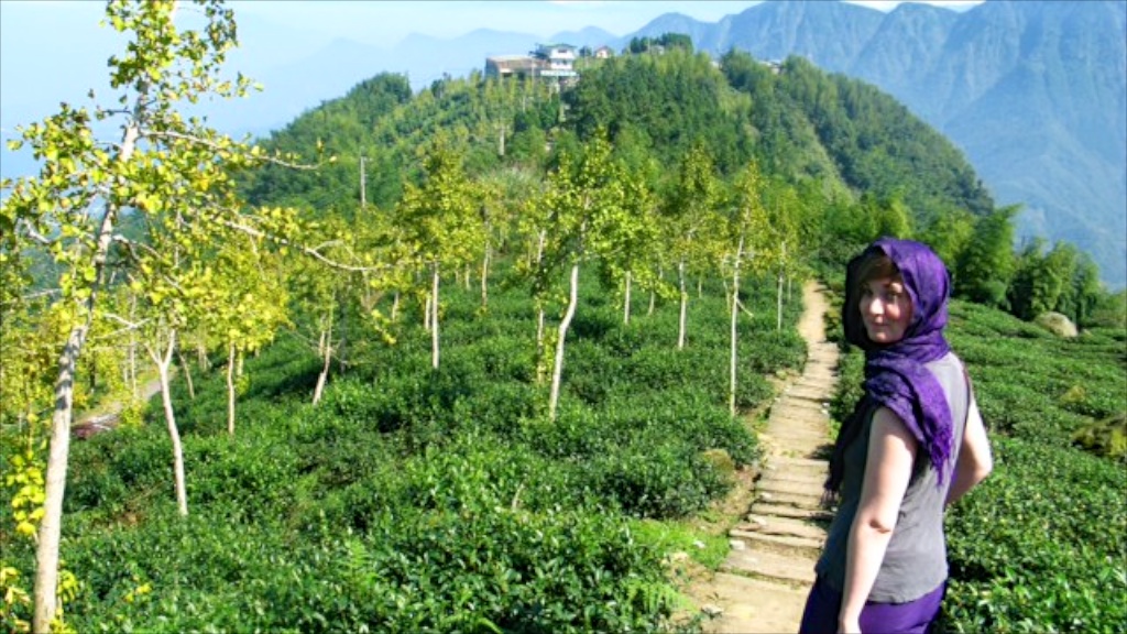 Lindsey climbing Ali Shan in Taiwan