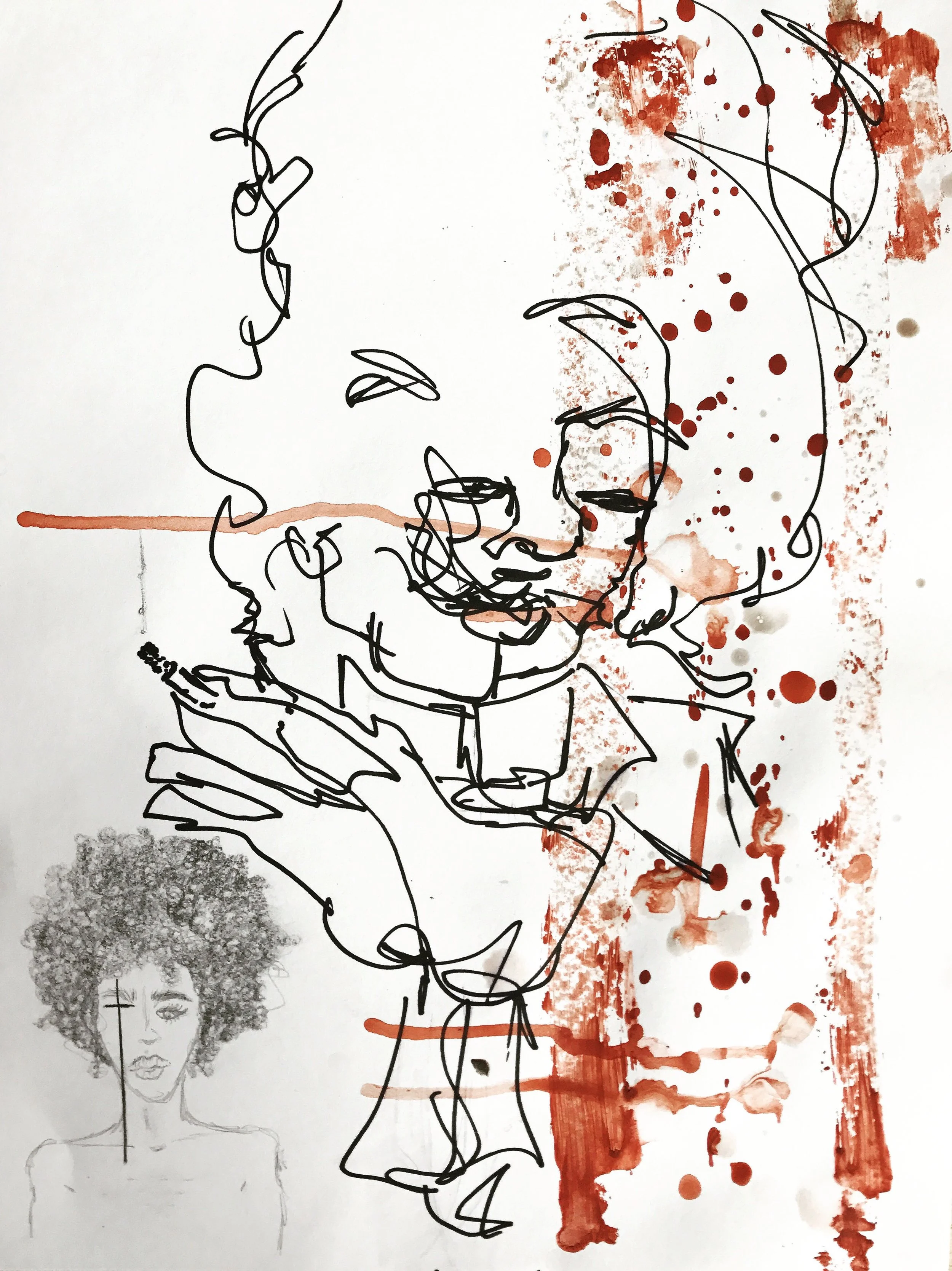 Respect All ink and oil paint on canvas 15 in x 11 in