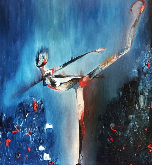 Tiny Dancer Oil on canvas 18 in x 18 in