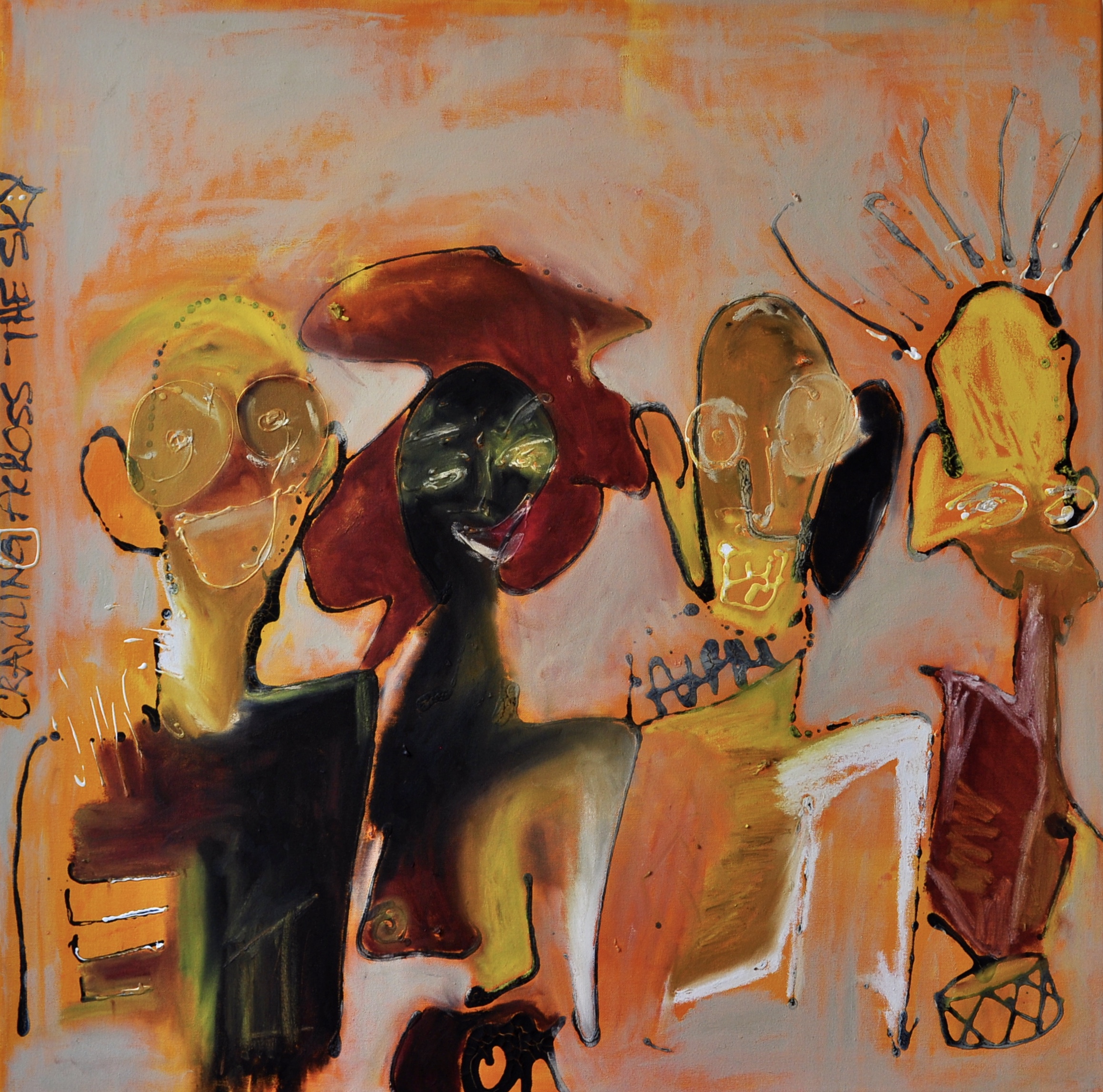 Crawling Across the Sky Oil, oil stick, and vinyl acrylic on canvas 36 in x 36 in