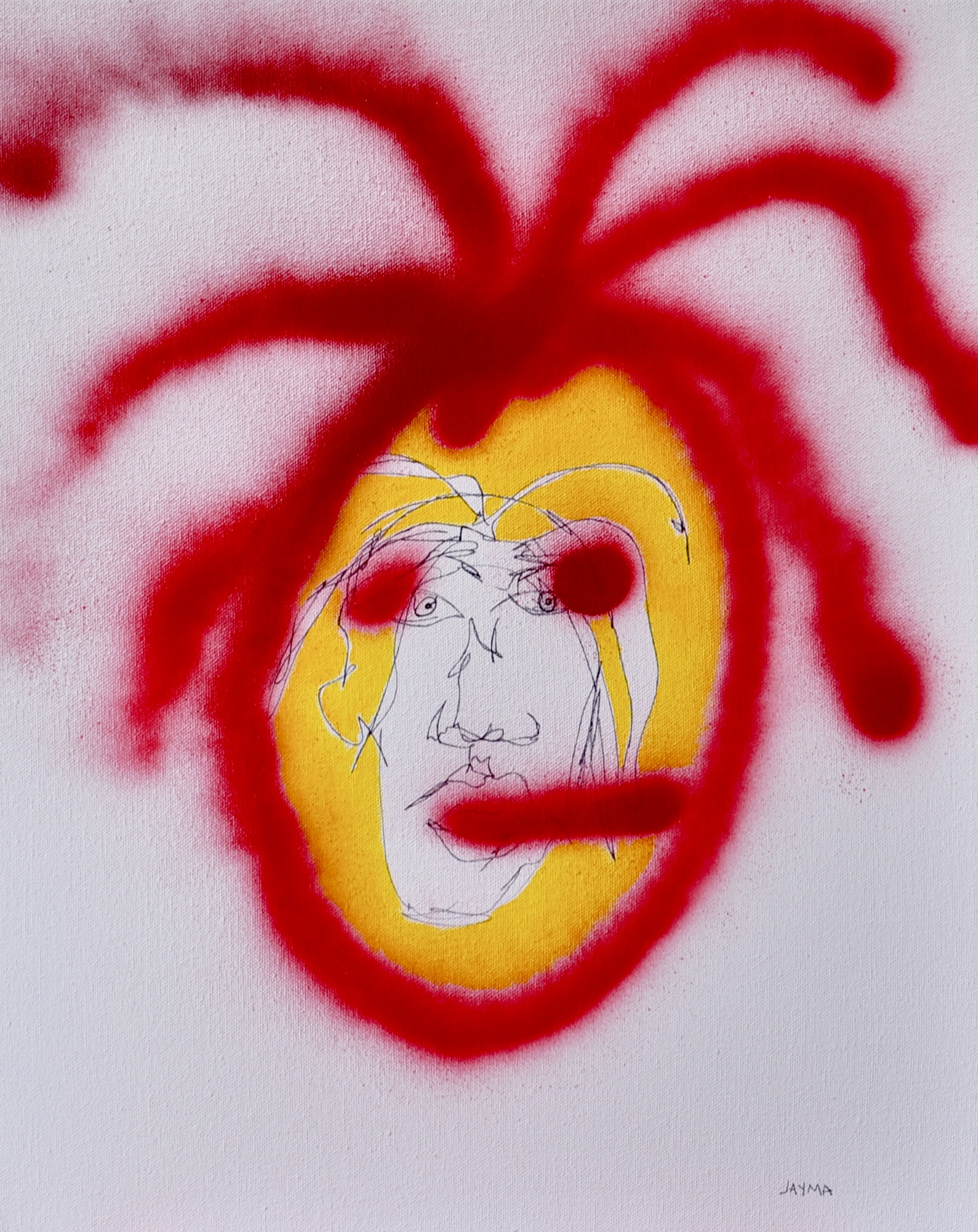 Clear Bones Oil and spray paint on canvas 16 in x 11 in