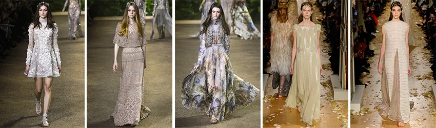 L-R: 1-3 Elie Saab, 4-5 Valentino