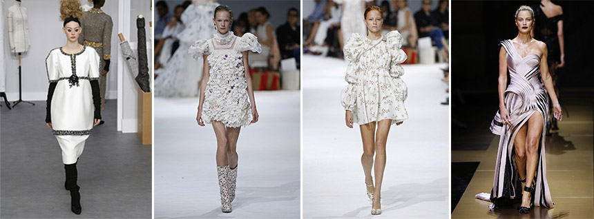 L-R: 1 Chanel, 2-3 Giambattista Valli, 4 Versace / Photos: businessoffashion.com