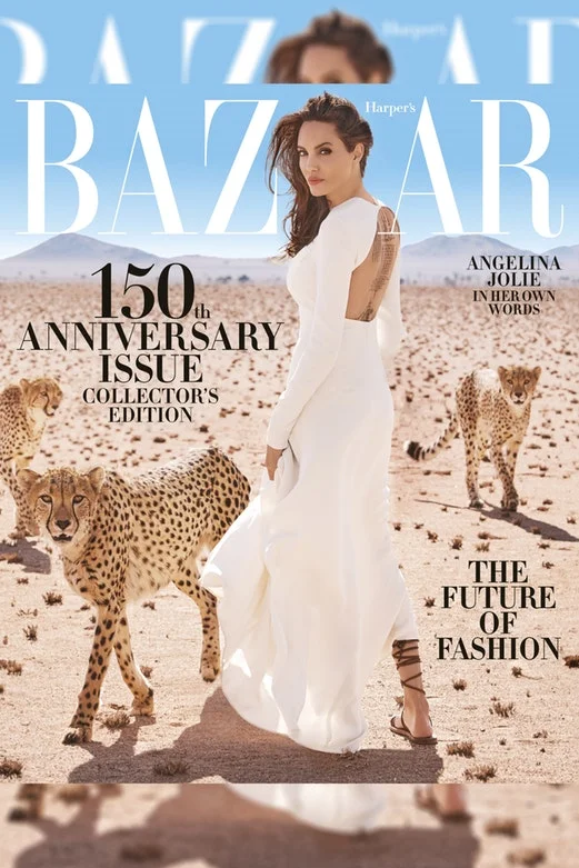 Angelina Jolie covers Harper's Bazaar's anniversary issue