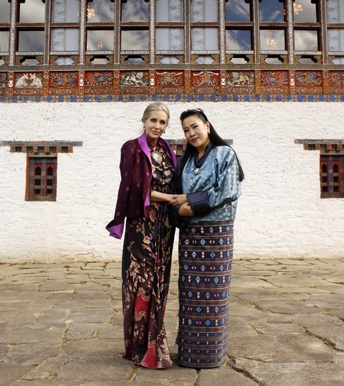 In Bhutan with her majesty the Queen Mother, who I am working with on a number of initiatives to promote local artisans.