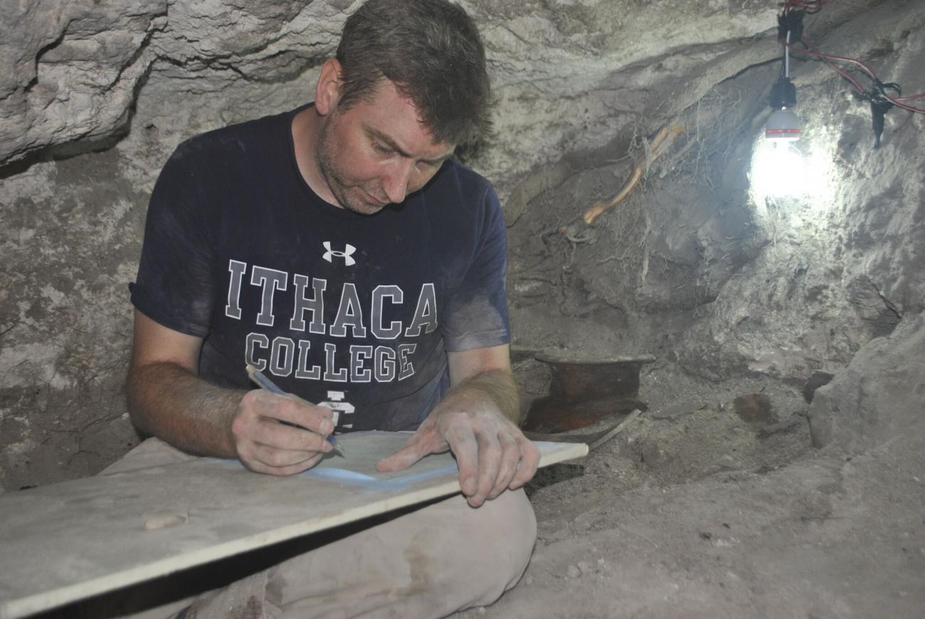 Dr. Thomas Garrison working in the field. (Photo courtesy of the Proyecto Arqueologico El Zotz)