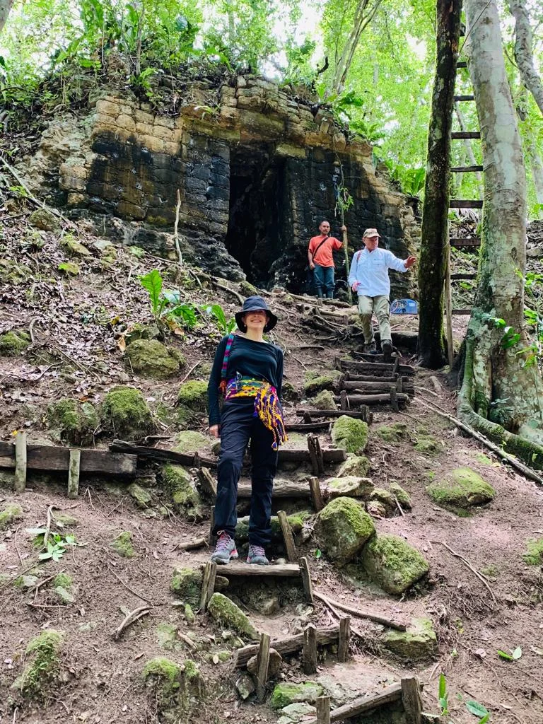 Carmen and PACUNAM guests and scientists at Holmul, Guatemala.