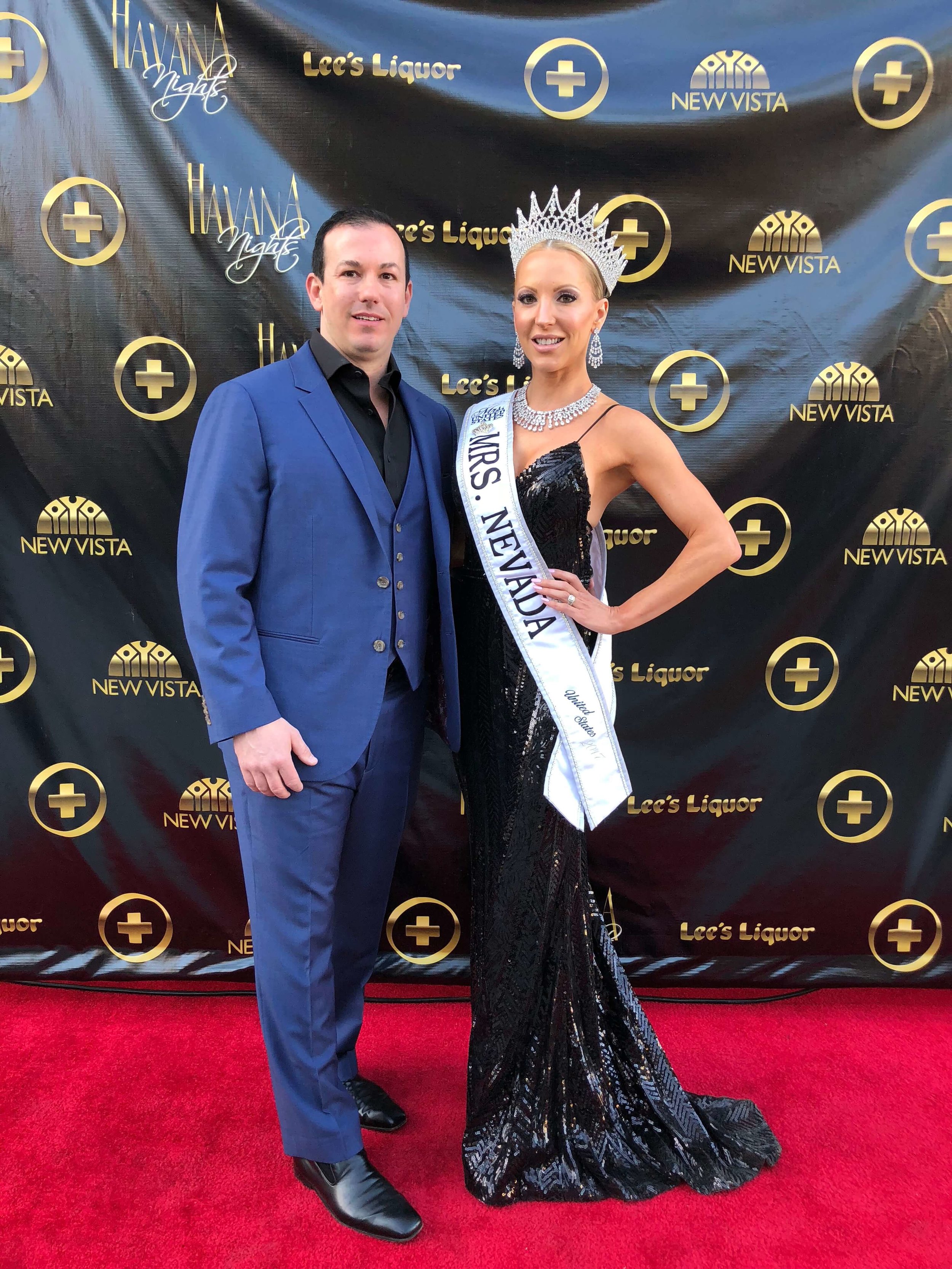 Mrs Nevada and husband red carpet
