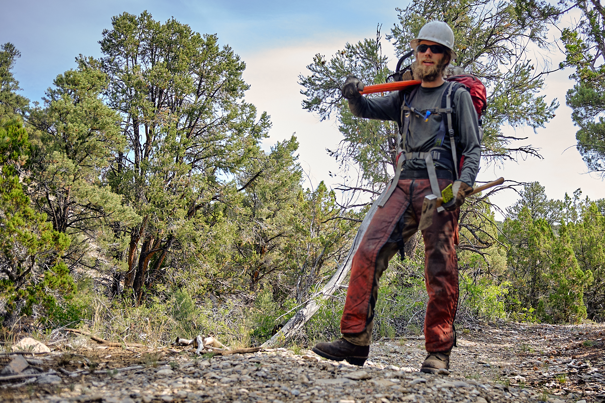 Myself in all of my saw gear while working on some trail maintenance in Big Wash. | Great Basin National Park 7/20/18