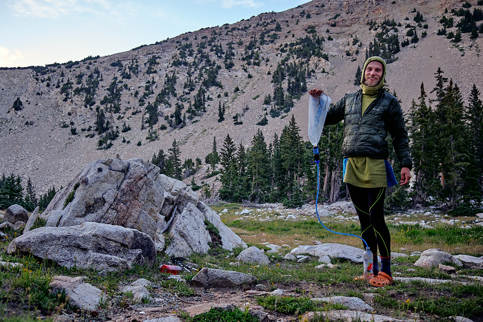 I filter water in my new Melanzana dress. | Great Basin National Park, NV 7/27/18
