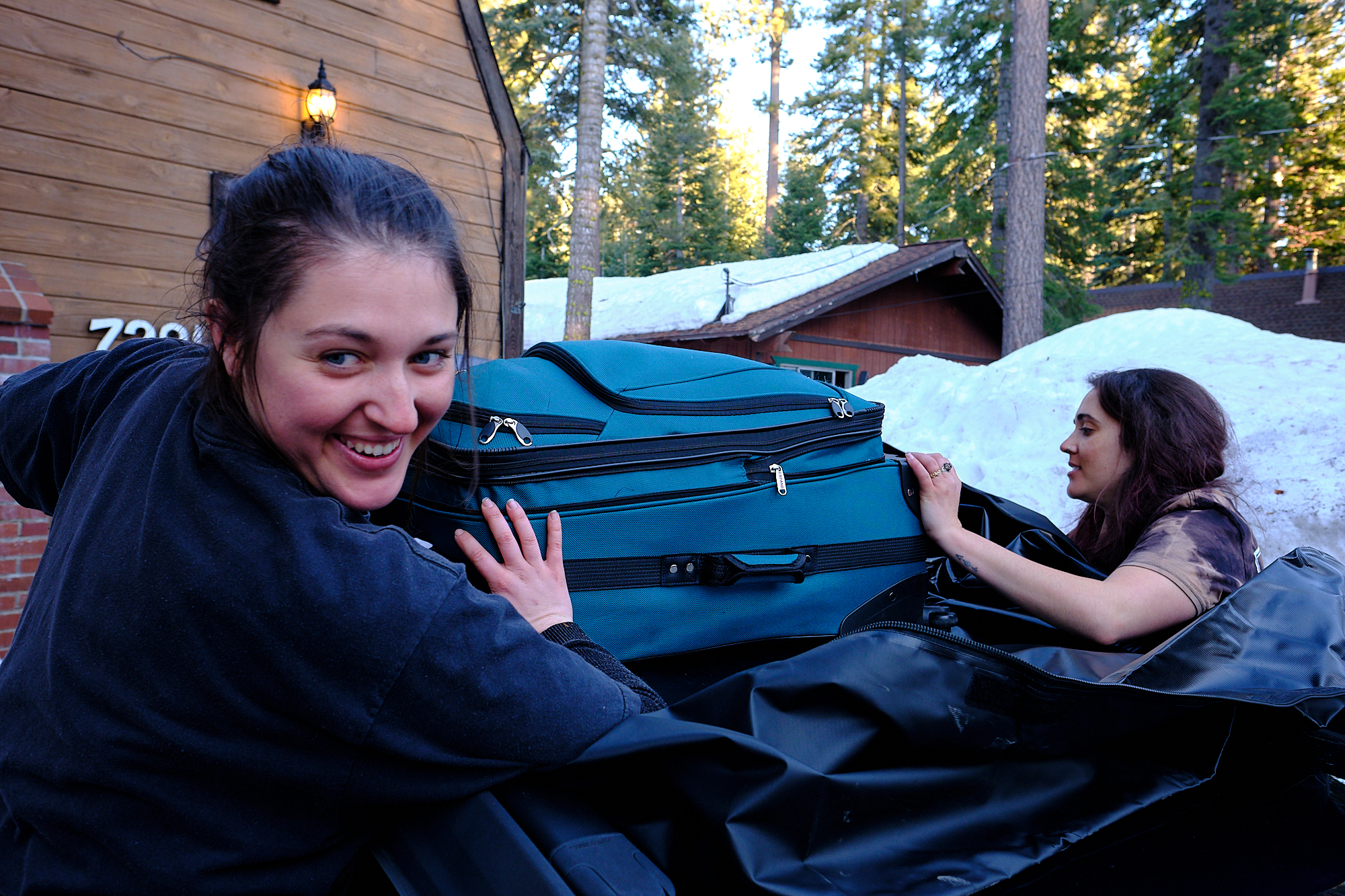  Sierra and Nicole pack up the car for their roadtrip back east. | Tahoma, CA 4/12/19 