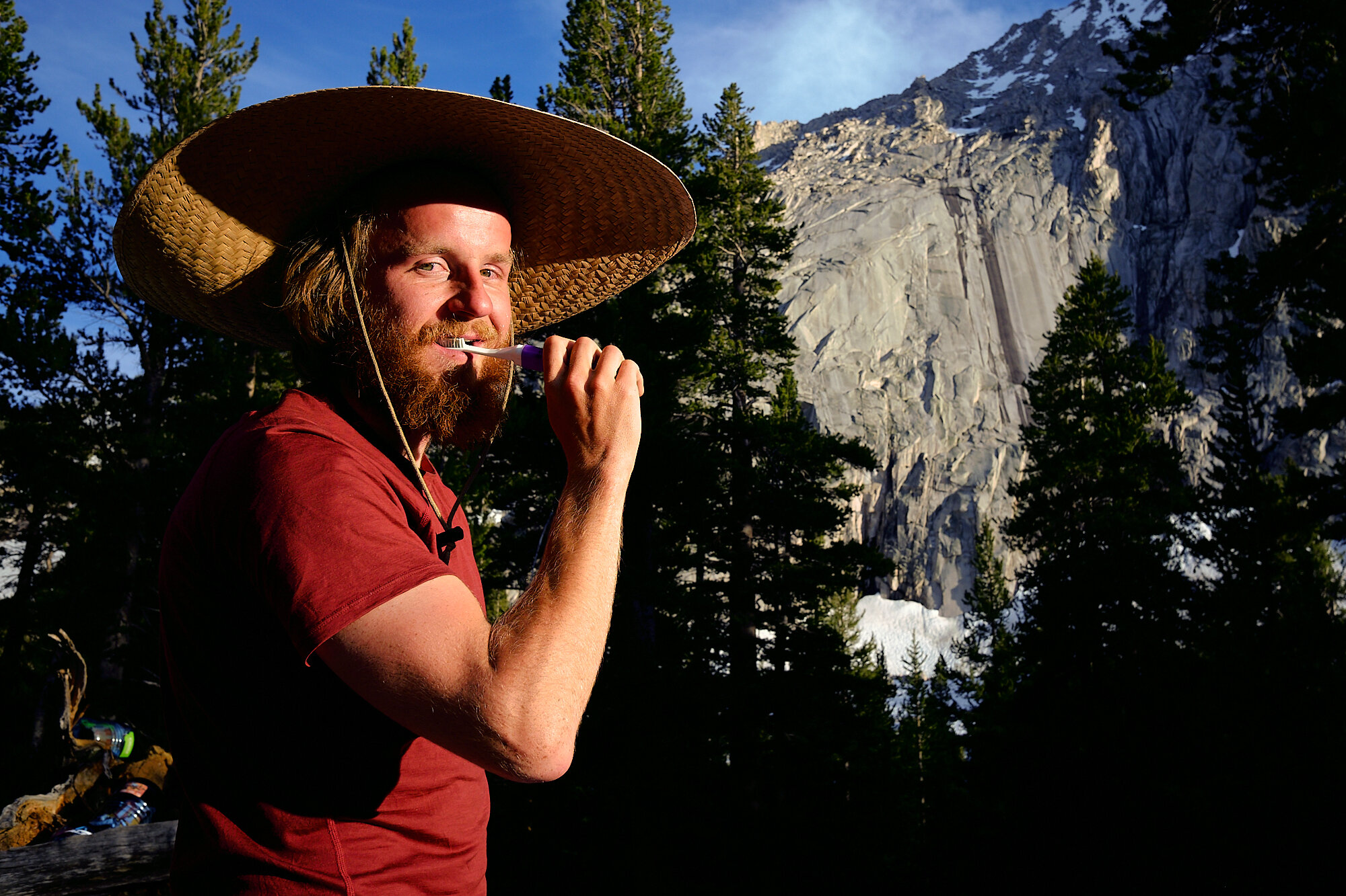  Lebowski takes care of some oral hygene in Kings Canyon National Park. | 6/27/19 Mile 786.1, 9,912' 